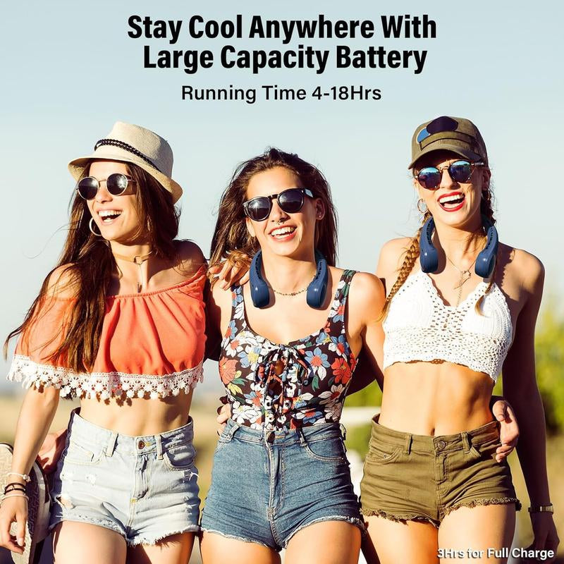 Neck Fan, USB Rechargeable Personal Fan, 3 Speeds Adjustable Powerful Strong Wind 360° Cooling, Quiet, No Blade Design, No Hair Twisting, Summer Gifts