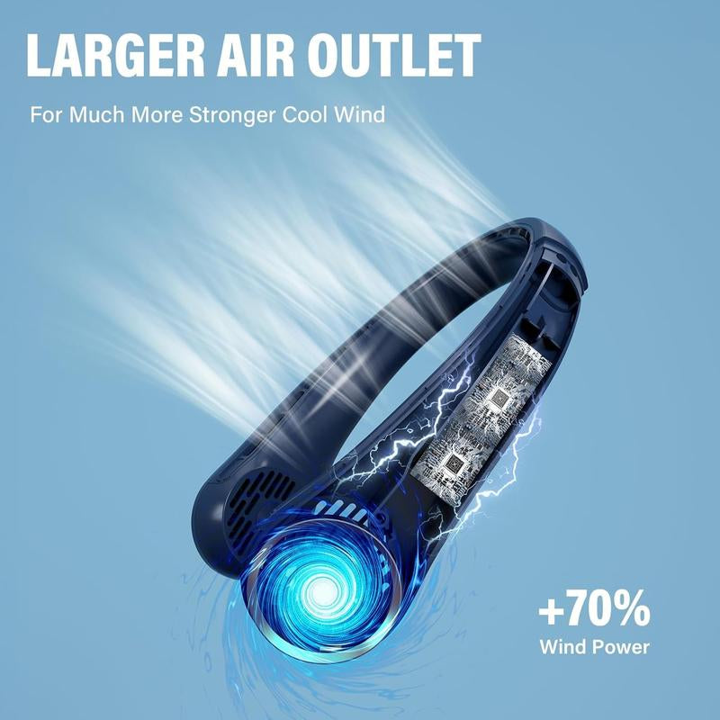 Neck Fan, USB Rechargeable Personal Fan, 3 Speeds Adjustable Powerful Strong Wind 360° Cooling, Quiet, No Blade Design, No Hair Twisting, Summer Gifts