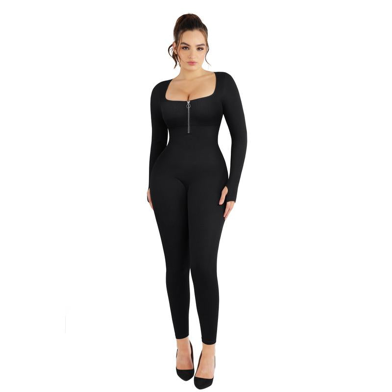 Shapellx Deep V Shapewear with Chest Support Breathable High-Waisted Tummy Control Jumpsuit