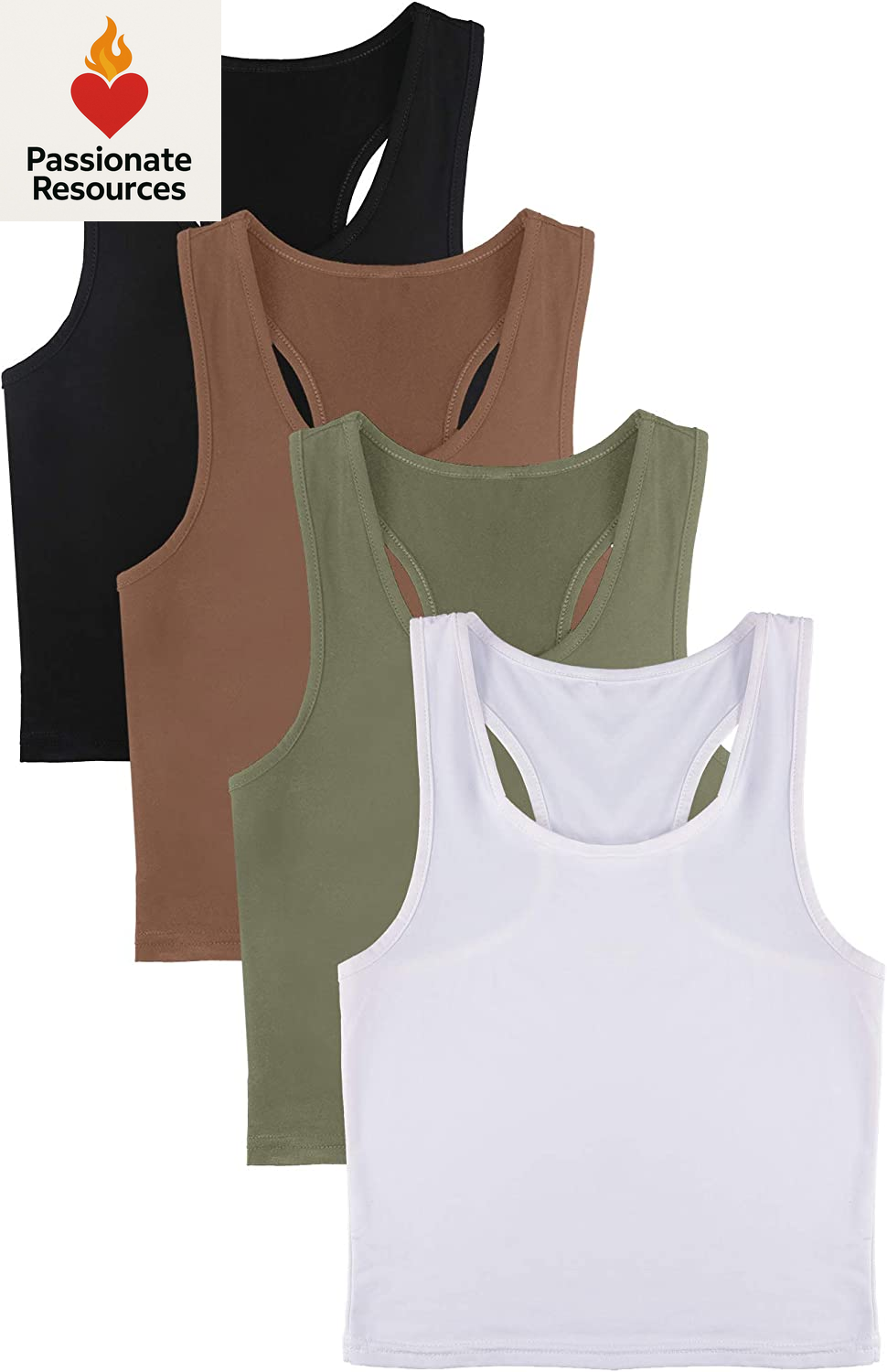 4 Pieces Basic Workout Crop Tank Tops Sleeveless Racerback Sport Tank Top for Women Yoga Running