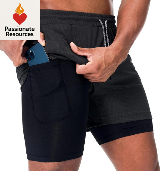 Men'S Running Shorts Quick Dry Workout Gym Shorts Athletic 2-In-1 Stealth Shorts Outdoor Short for Men with Pockets
