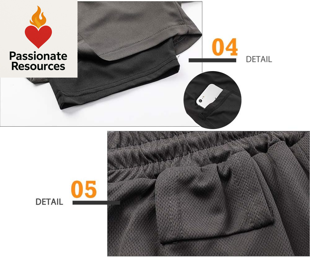 Men'S Running Shorts Quick Dry Workout Gym Shorts Athletic 2-In-1 Stealth Shorts Outdoor Short for Men with Pockets