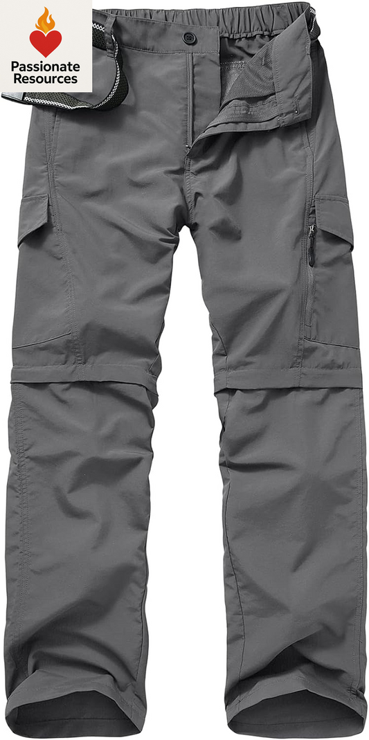 Mens Hiking Pants Quick Dry Lightweight Fishing Convertible Zip off Safari Trousers