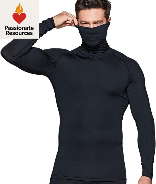 Men'S UPF 50+ Mock Long Sleeve Compression Shirts, Athletic Workout Shirt, Base Layer for Water Sports