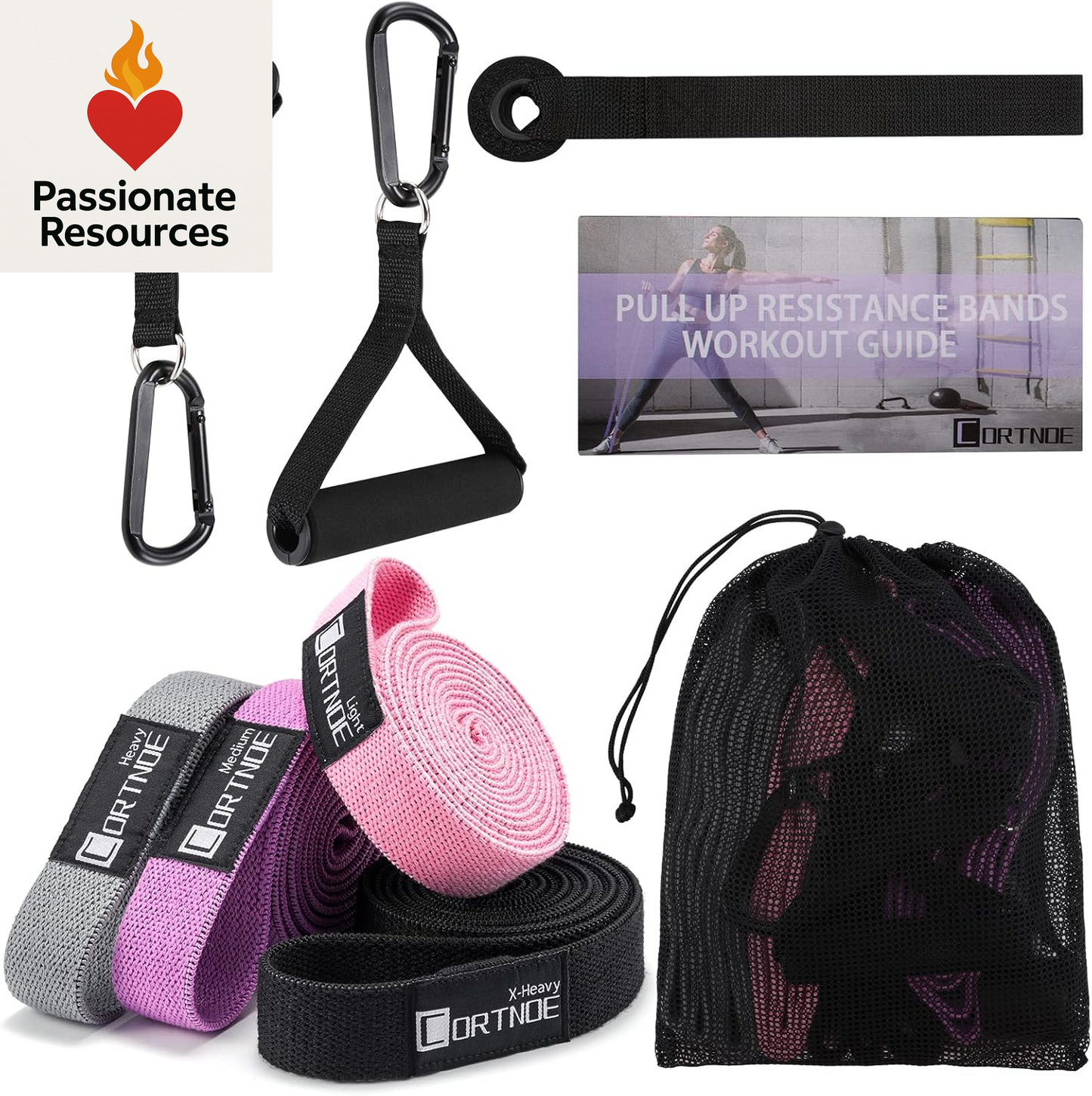 Resistance Bands with Handles,Pull up Bands Fabric Long Resistance Bands Set of 10 Long Workout Bands with Door Anchor, Handles, Exercise Bands for Working Out, Weight Training
