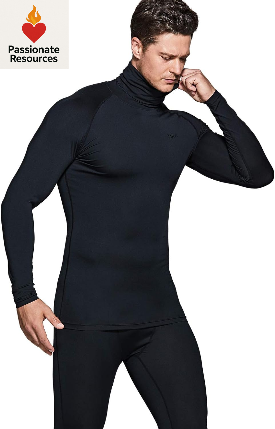 Men'S UPF 50+ Mock Long Sleeve Compression Shirts, Athletic Workout Shirt, Base Layer for Water Sports
