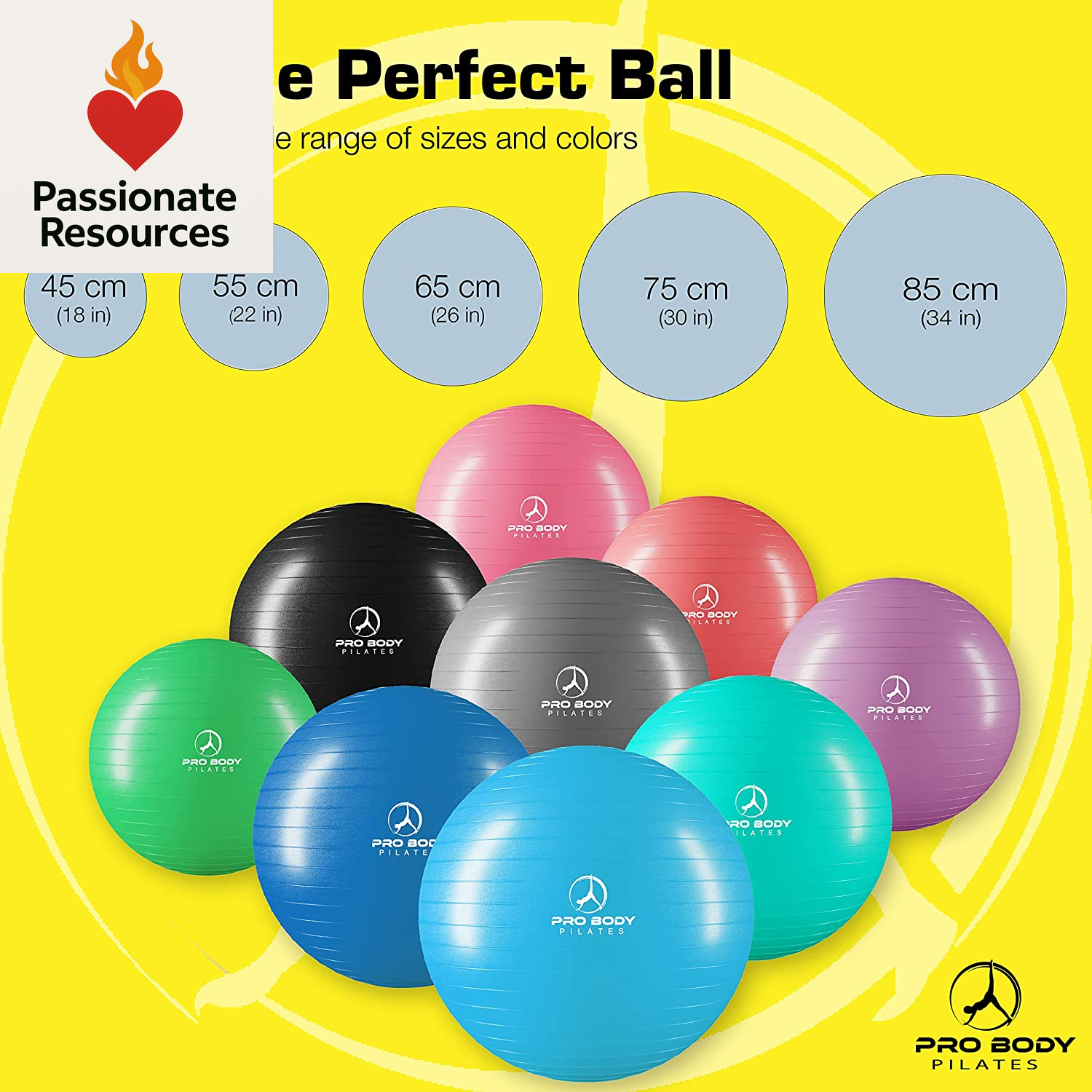 Exercise Ball - Multiple Sizes Gym Grade Balance Ball for Fitness, Yoga, Workout, Pregnancy & Physical Therapy