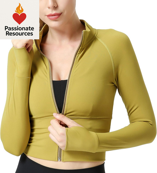 Women'S Zip up Lightweight Workout Athletic Crop Jacket Running Sports Yoga Cropped Top Seamless Fitted Activewear