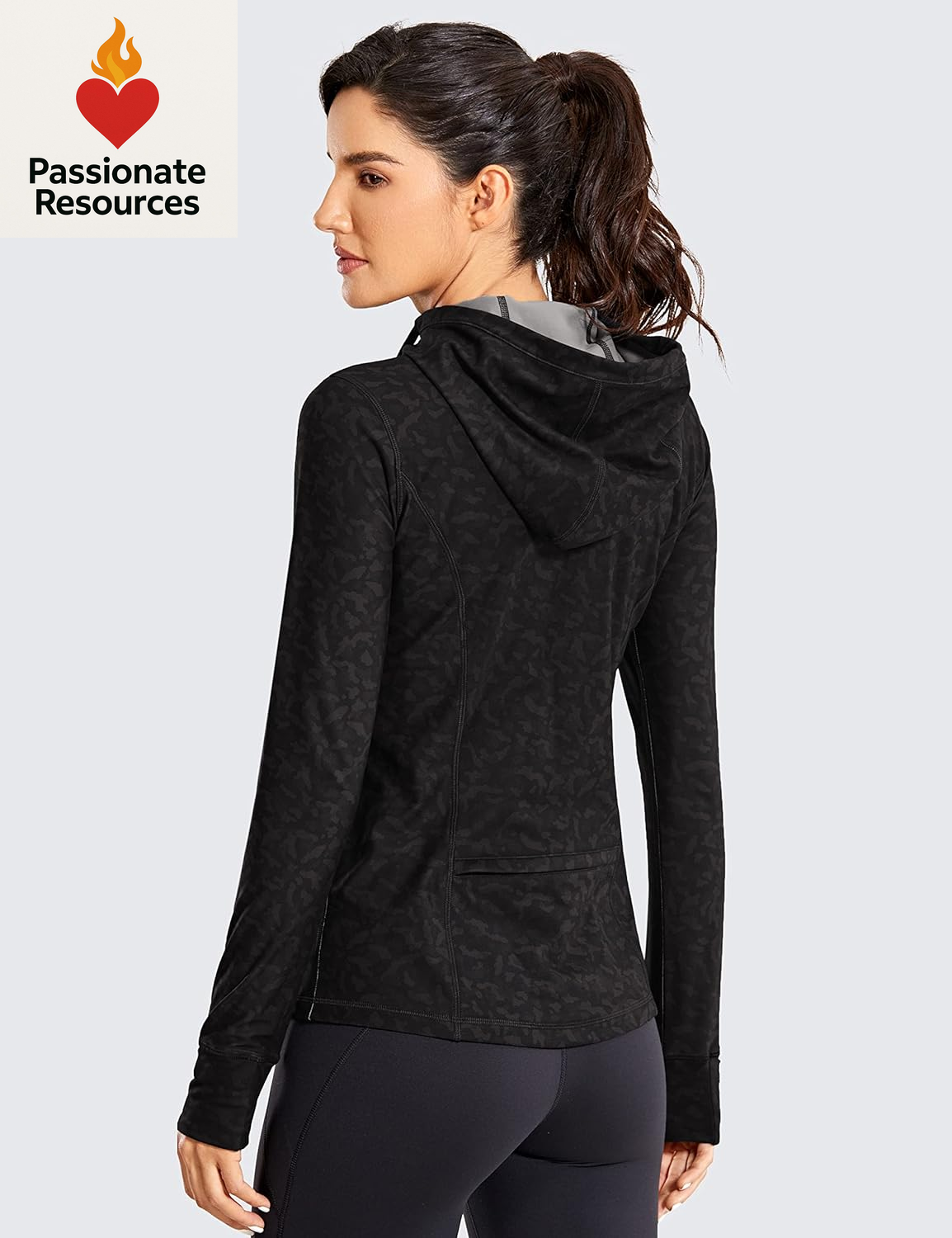 Women'S Brushed Full Zip Hoodie Jacket Sportswear Hooded Workout Track Running Jacket with Zip Pockets