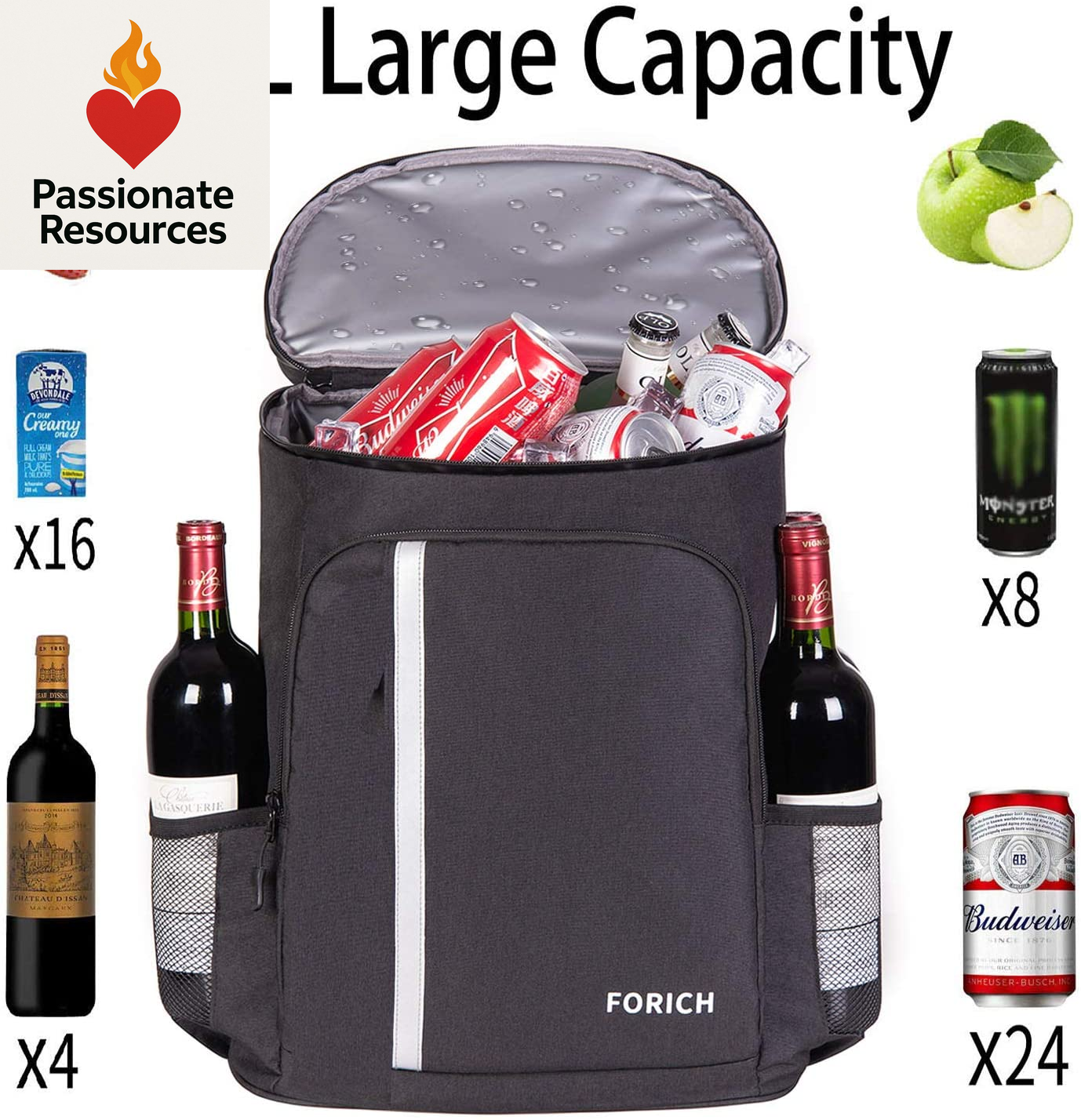Backpack Cooler Leakproof Insulated Waterproof Backpack Cooler Bag, Lightweight Soft Beach Cooler Backpack for Men Women to Work Lunch Picnics Camping Hiking, 30 Cans