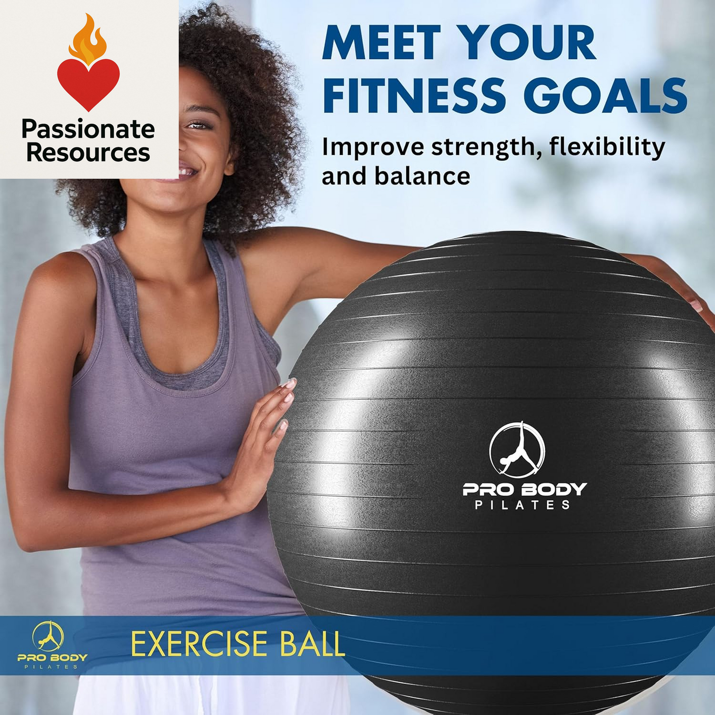 Exercise Ball - Multiple Sizes Gym Grade Balance Ball for Fitness, Yoga, Workout, Pregnancy & Physical Therapy