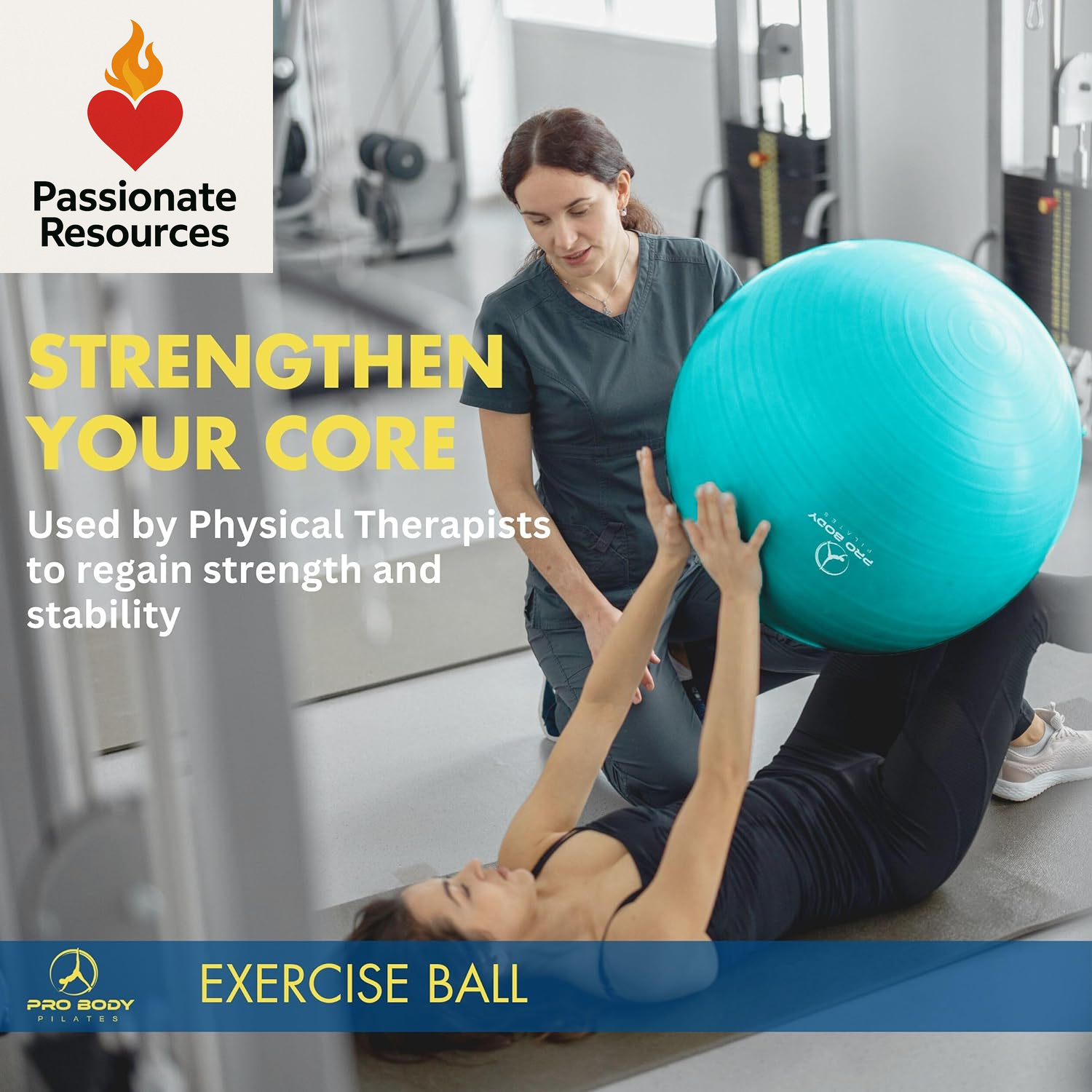 Exercise Ball - Multiple Sizes Gym Grade Balance Ball for Fitness, Yoga, Workout, Pregnancy & Physical Therapy