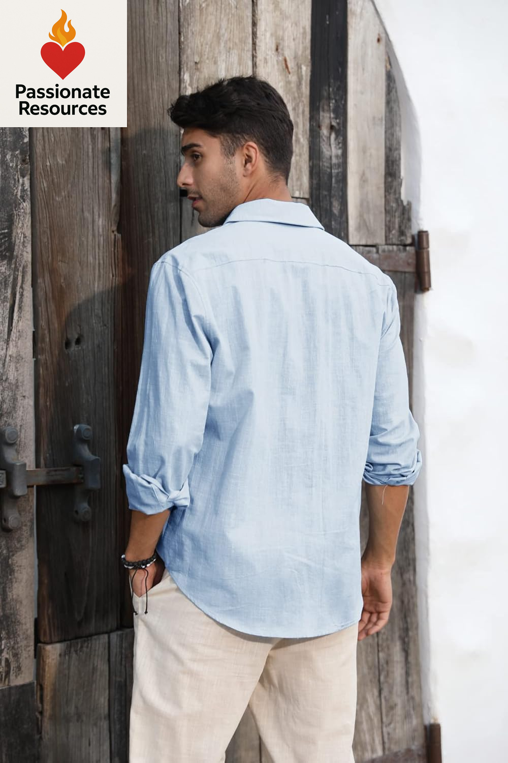 Mens Button down Shirt Linen Cotton Shirts Casual Long Sleeve Spread Collar Lightweight Beach Plain Tops