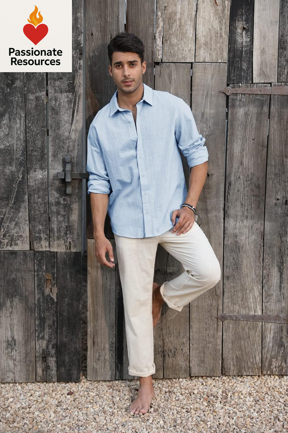 Mens Button down Shirt Linen Cotton Shirts Casual Long Sleeve Spread Collar Lightweight Beach Plain Tops