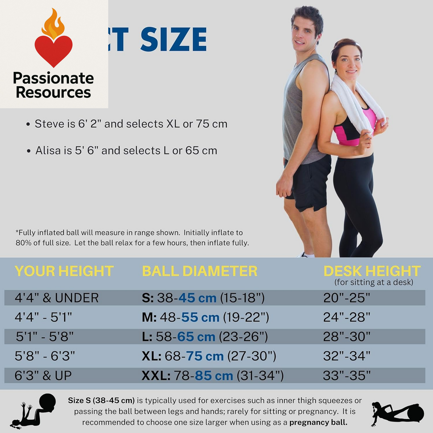 Exercise Ball - Multiple Sizes Gym Grade Balance Ball for Fitness, Yoga, Workout, Pregnancy & Physical Therapy